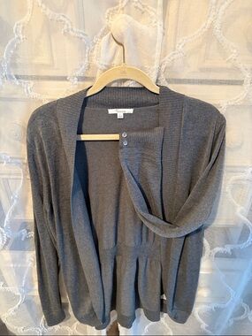 89th & Madison Charcoal Gray Open-Front Knit Cardigan